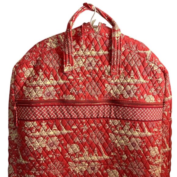 Vintage Country Provencal Asian Print Quilted Cotton Garment Bag Red 25" x 48" - Picture 3 of 11